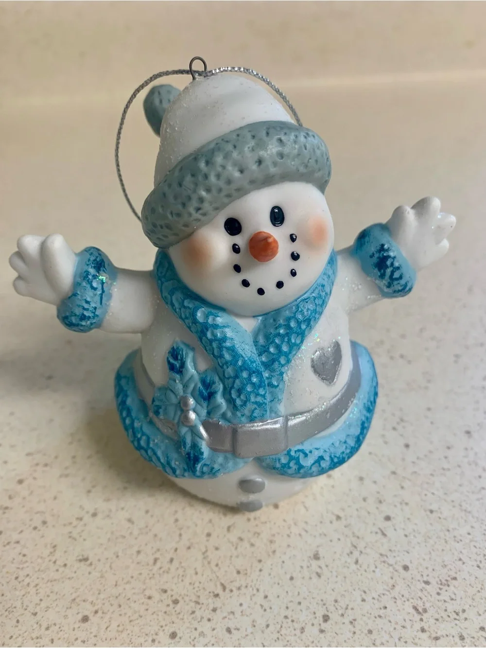 Festive Blue, White & Silver Snowman Ornament Set of 4 - Home Holiday